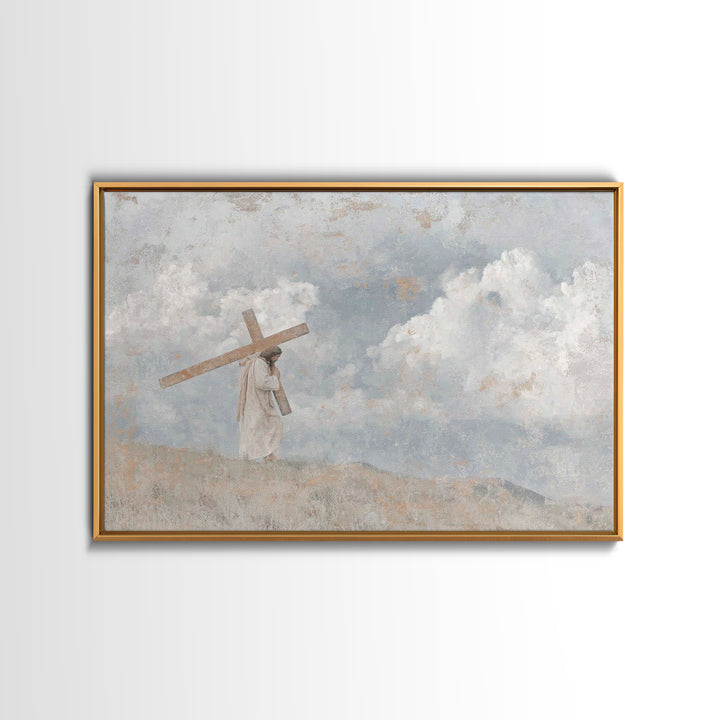 Calvary Sky – Framed Canvas Print – Christian Art Canvas – Christian Wall Art – Jesus Painting – Modern Christian Painting – Christian Gift