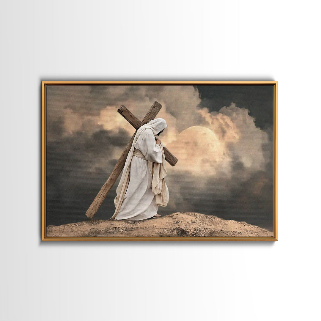 Burden Of Grace – Framed Canvas Print – Christian Art Canvas – Jesus Painting – Christian Wall Art – Modern Christian Art – Christian Decor