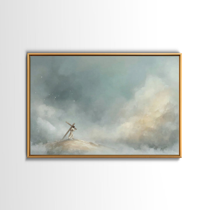 Hilltop Journey – Framed Canvas Print – Jesus Painting – Christian Art Canvas – Christian Wall Art – Subtle Christian Art – Christian Gift