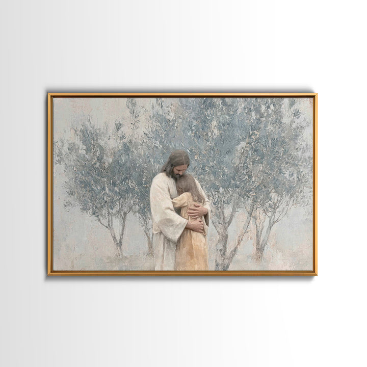 Olive Grove Peace – Framed Canvas Print – Christian Art Canvas – Jesus Painting – Christian Wall Art – Subtle Christian Paintings – Christi