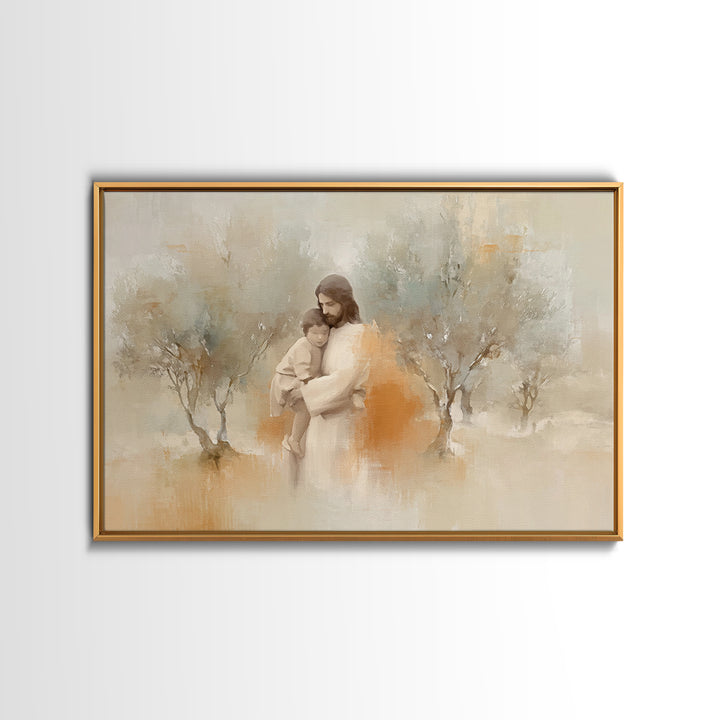 Sheltering Light – Framed Canvas Print – Christian Art Canvas – Jesus Painting – Christian Wall Art – Christian Gift Ideas – Large Christia