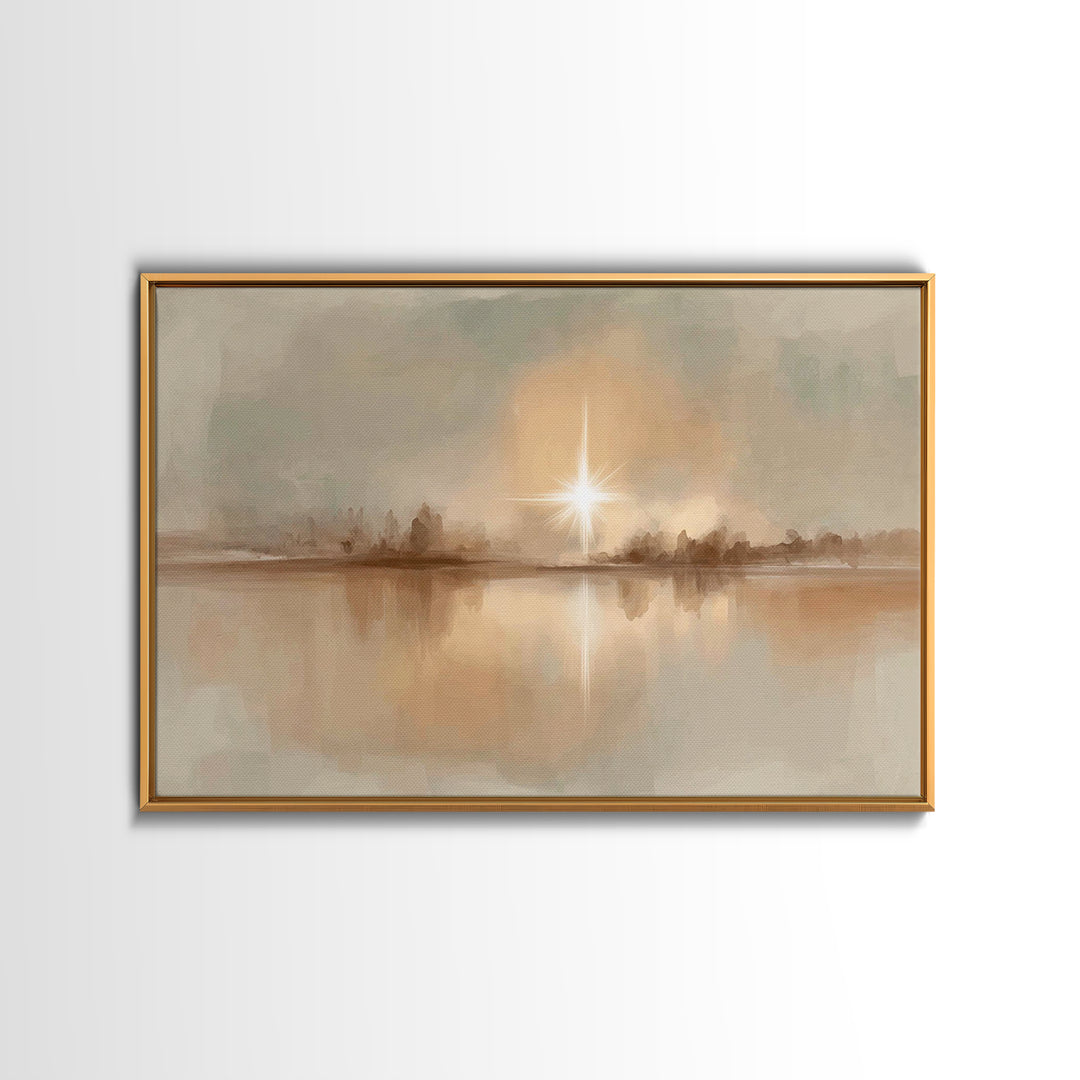 Radiant Bethlehem Star, Framed Canvas Print, Christian Wall Art, Christian Art Canvas, Christmas Art, Modern Christian Art, Christian Chris