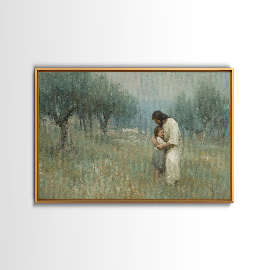 Grace In The Grove – Framed Canvas Print – Christian Wall Art – Jesus Painting – Christian Art Canvas – Subtle Christian Art – Christian Gi