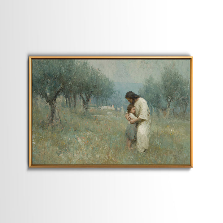 Grace In The Grove – Framed Canvas Print – Christian Wall Art – Jesus Painting – Christian Art Canvas – Subtle Christian Art – Christian Gi
