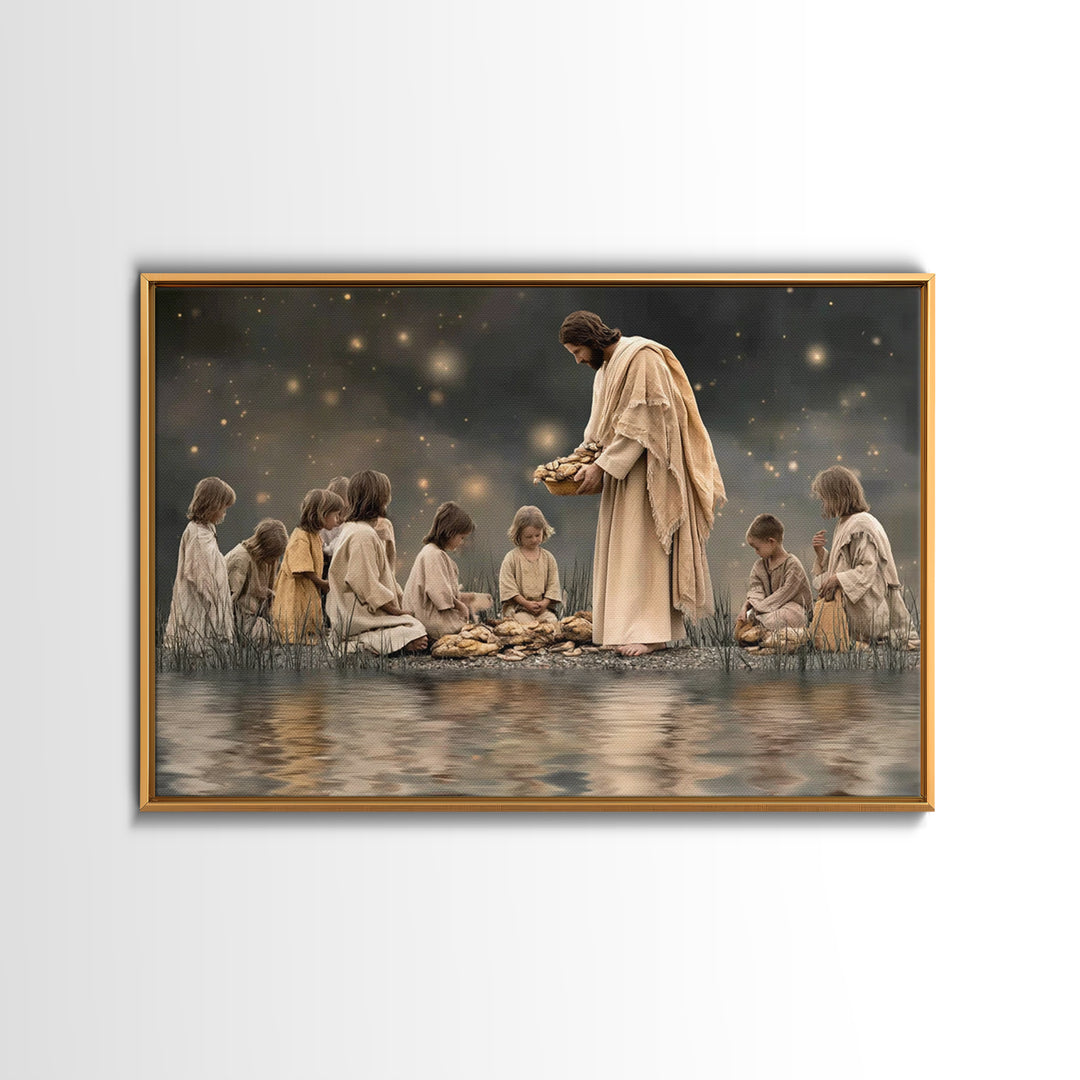 Bread Of Mercy – Framed Canvas Print – Jesus Painting – Christian Art Canvas – Christian Wall Art – Large Christian Art – Modern Christian