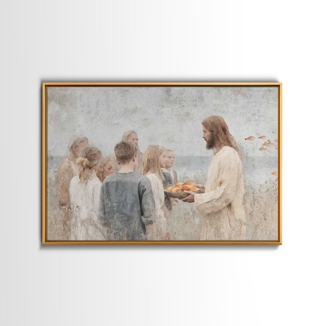 Gathered Blessing – Framed Canvas Print – Christian Art Canvas – Christian Wall Art – Jesus Painting – Christian Art Print – Christian Deco