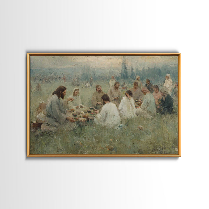 Fields Of Sharing – Framed Canvas Print – Christian Art Canvas – Large Christian Painting – Christian Wall Art – Subtle Christian Paintings