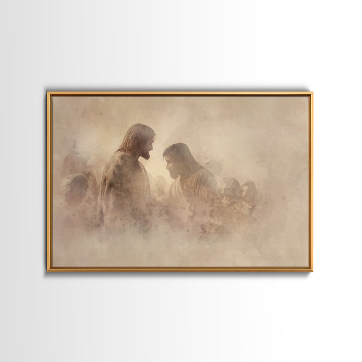 Quiet Grace Dawn, Framed Canvas Print, Christian Wall Art, Christian Art Canvas, Jesus Painting, Christian Christmas Art, Christian Decor
