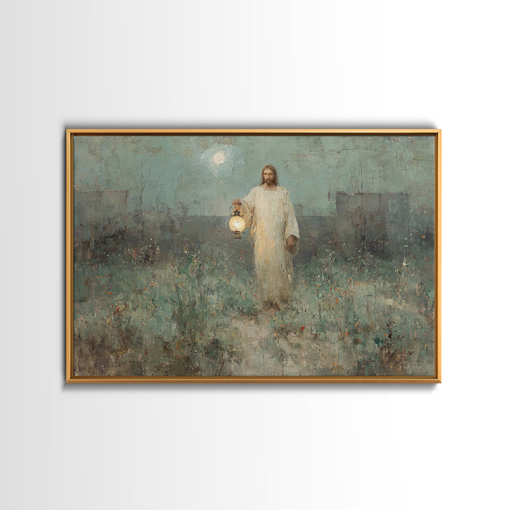 Gentle Shepherd Light, Framed Canvas Print, Jesus Canvas Art, Christian Wall Art, Christian Art Canvas, Christian Gift Ideas, Christian Dec