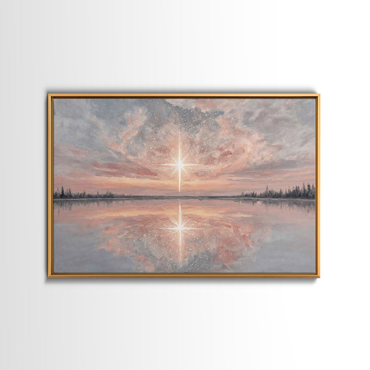 Heavenly Dawn Star | Framed Canvas Print | Christian Art Canvas | Christian Christmas Decor | Christian Painting | Christmas Wall Art | Vin