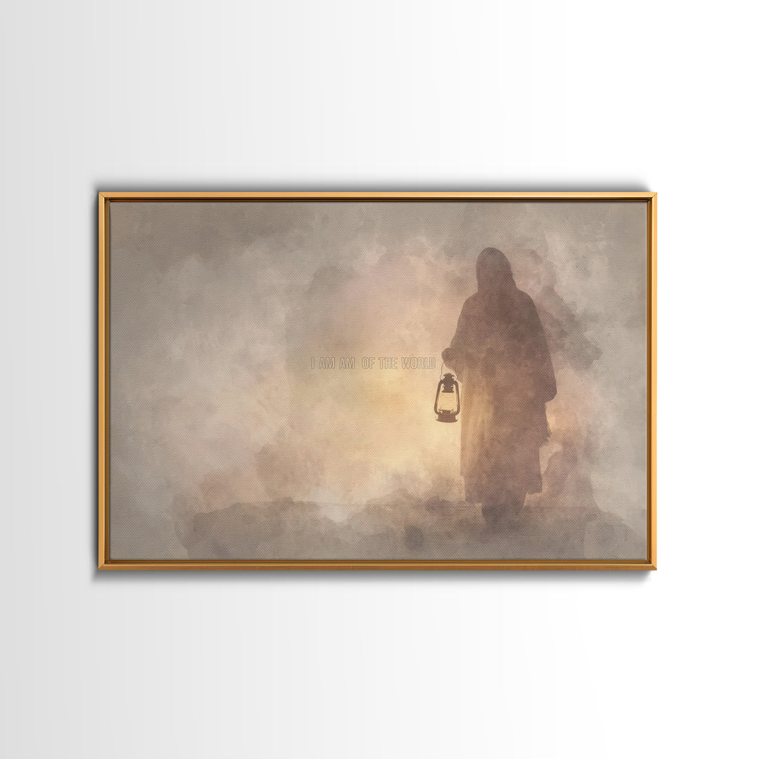 Light Of The World, Framed Canvas Print, Jesus Painting Canvas, Christian Wall Art, Christian Art Canvas, Christian Decor, Christian Christ