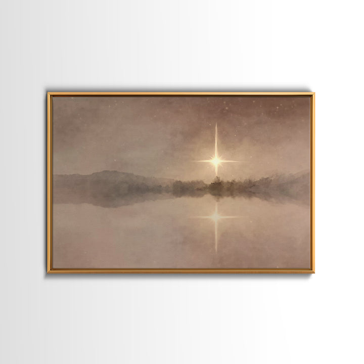 Silent Bethlehem Light, Framed Canvas Print, Christian Wall Art, Christmas Art Prints, Christian Art Canvas, Moody Christmas Art, Christian