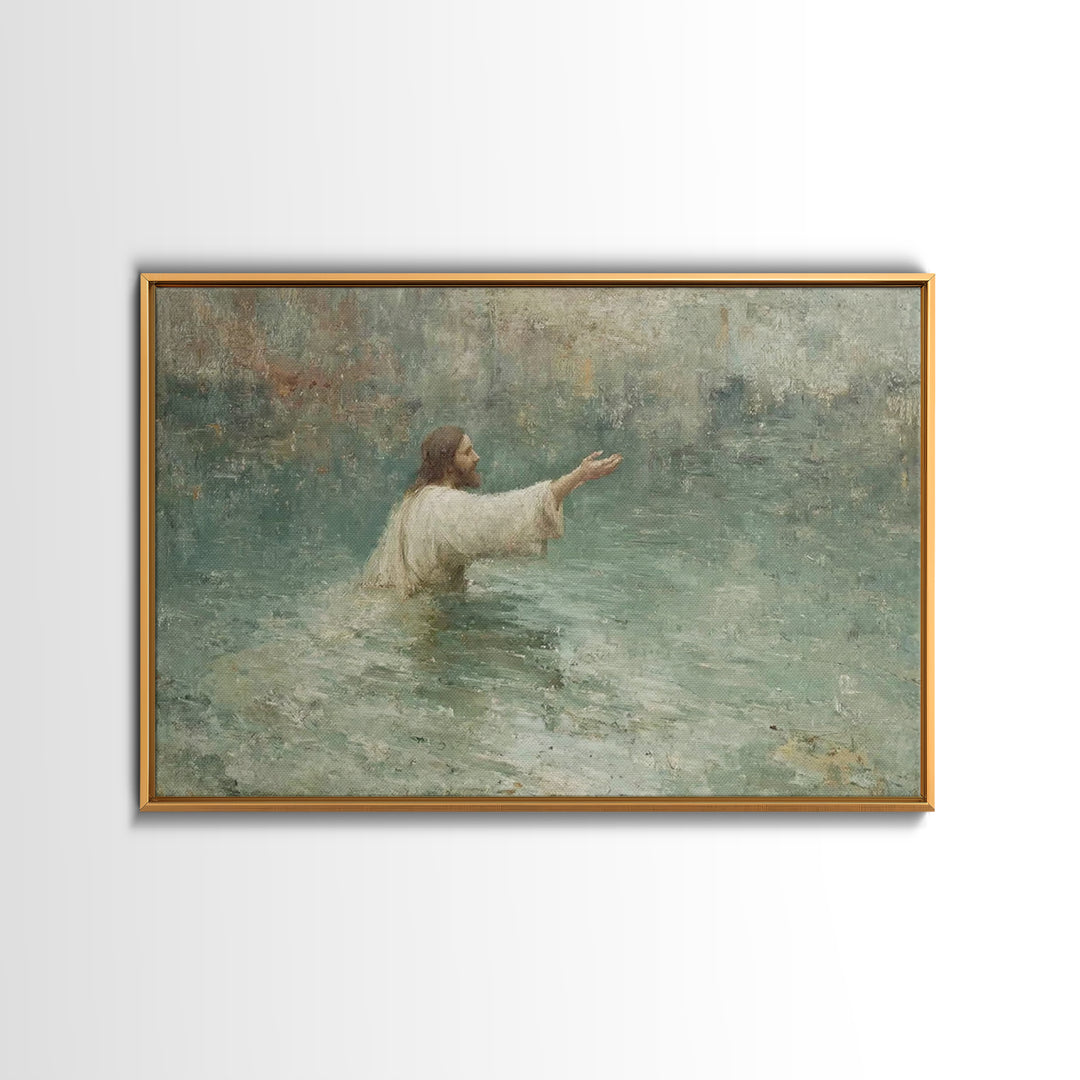 Waters Of Grace – Framed Canvas Print – Christian Art Work – Jesus Painting Canvas – Christian Wall Art – Modern Christian Art – Christian