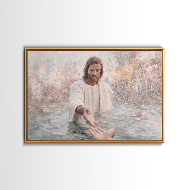 The Saving Hand – Framed Canvas Print – Christian Wall Art – Jesus Painting – Christian Art Canvas – Christian Decor – Christian Gift Ideas