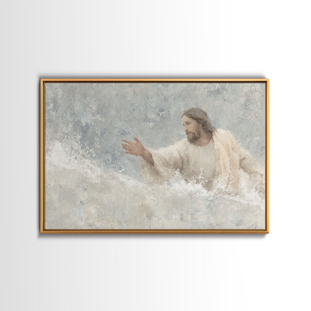Waves Of Hope, Framed Canvas Print, Jesus Painting, Christian Wall Art, Christian Art Canvas, Large Christian Art, Christian Gift Ideas