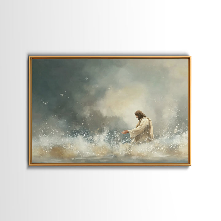 Calm In The Storm | Framed Canvas Print | Christian Art Canvas | Jesus Painting | Modern Christian Art | Christian Wall Art | Christian Dec