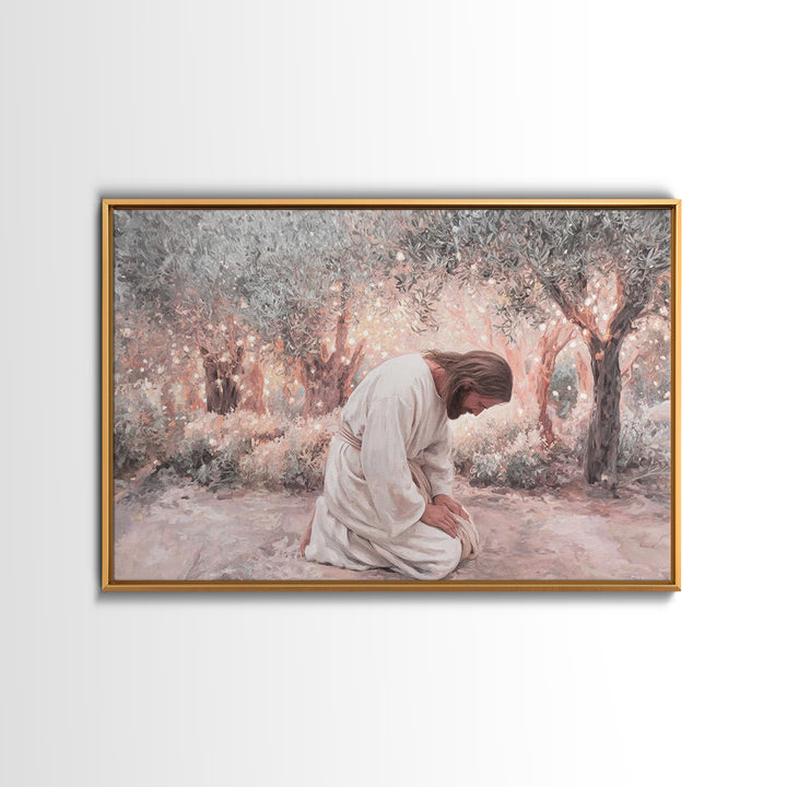 Light In Gethsemane – Framed Canvas Print – Christian Art Canvas – Jesus Painting – Christian Wall Art – Large Christian Art – Christian De