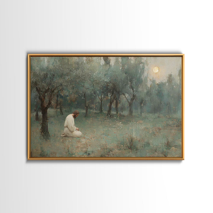 Garden Of Prayer - Framed Canvas Print - Christian Wall Art - Jesus Painting - Christian Art Canvas - Vintage Christian Art