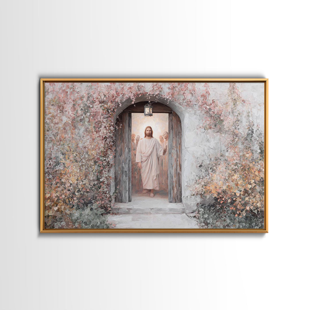 Blessed Entryway - Framed Canvas Print - Christian Art Canvas - Christian Wall Art - Jesus Painting - Christian Christmas Art