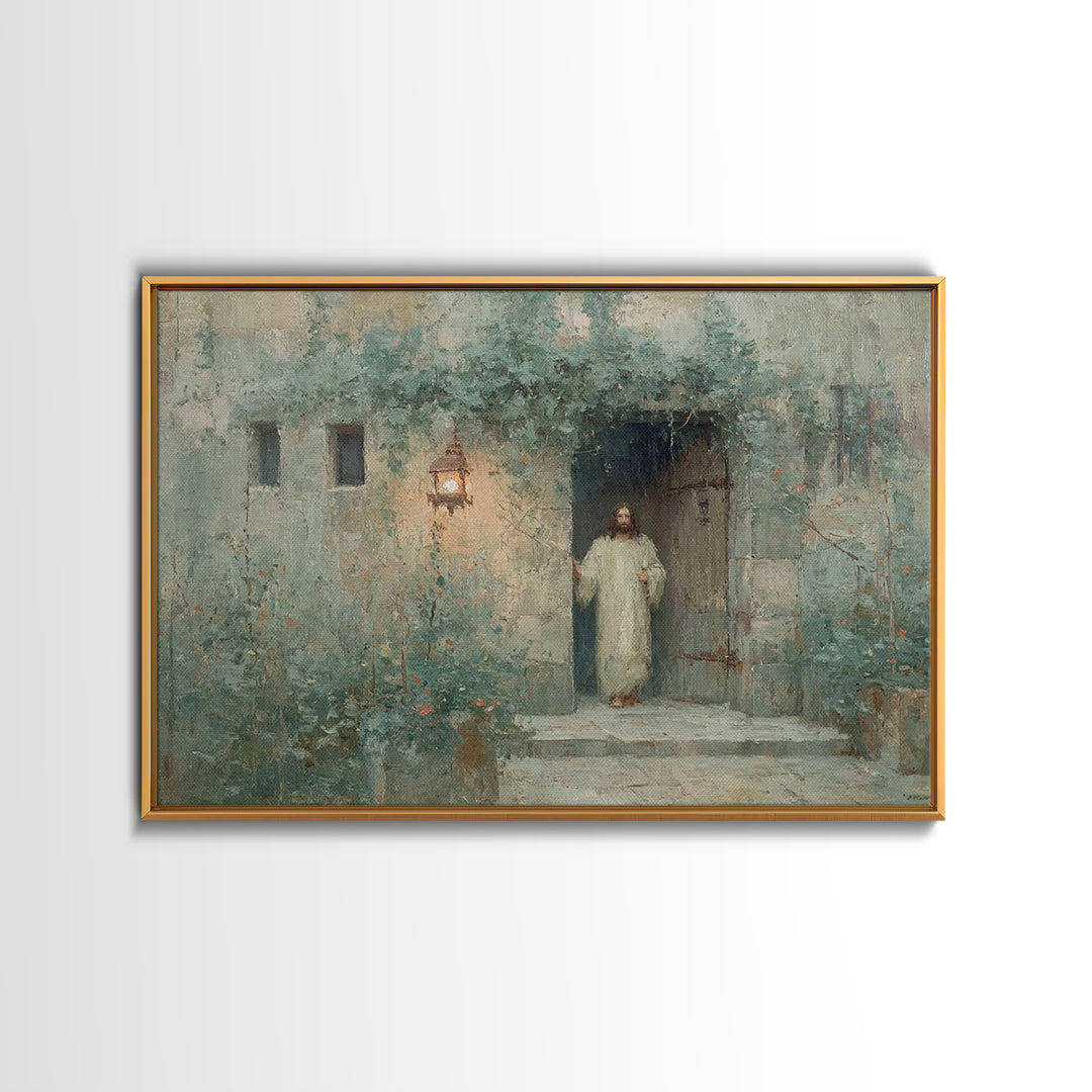 Light Of Welcome - Framed Canvas Print - Christian Wall Art - Modern Christian Art - Jesus Painting - Christian Art Canvas