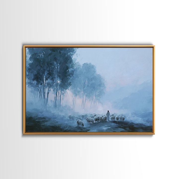 Misty Guidance – Framed Canvas Print – Christian Wall Art – Modern Christian Art – Jesus Painting – Christian Art Canvas