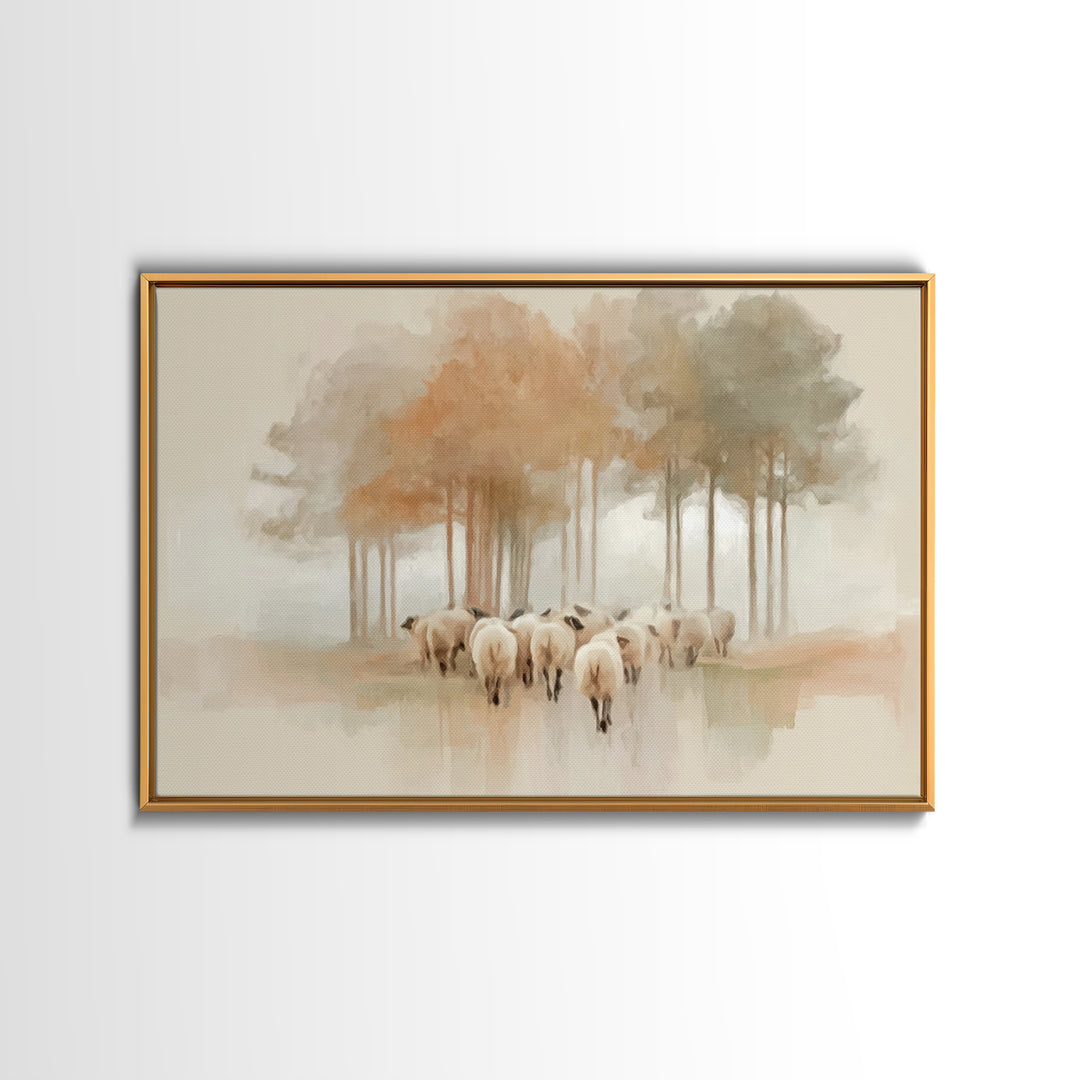 Autumn Flock – Framed Canvas Print – Christian Art Canvas – Christian Art Print – Christian Wall Art – Vintage Christian Art