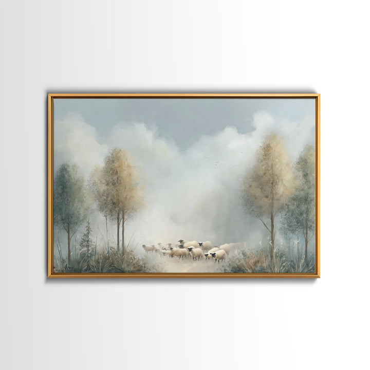 Pasture Stillness – Framed Canvas Print – Christian Wall Art – Christian Art Canvas – Minimalist Christian Art – Christian Painting