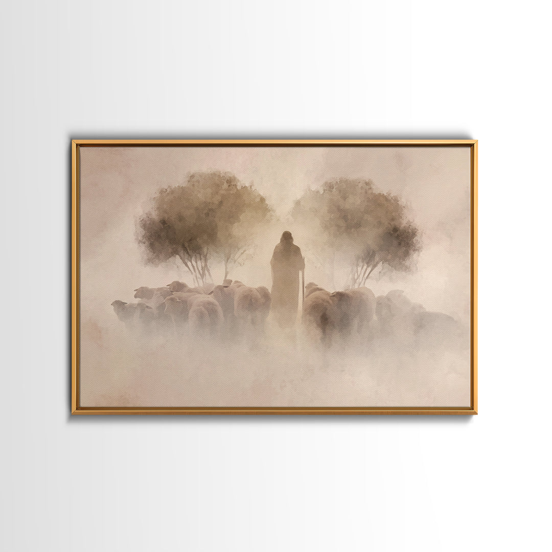 Guiding Presence – Framed Canvas Print – Christian Art Canvas – Jesus Painting – Christian Wall Art – Subtle Christian Paintings