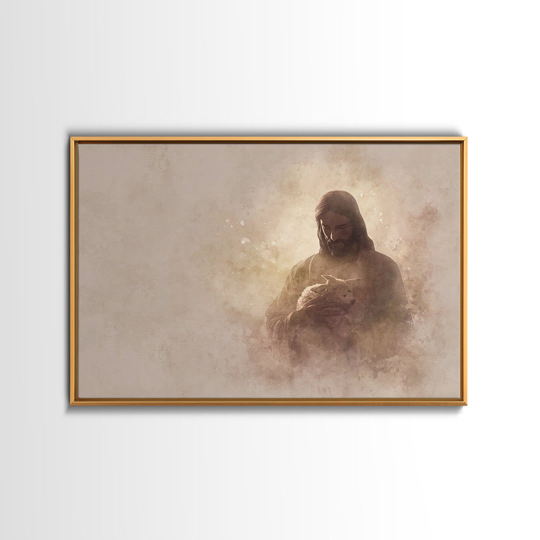 Sacred Night Embrace, Framed Canvas Print, Christian Wall Art, Christian Art Canvas, Jesus Painting, Christmas Art, Christian Christmas Dec