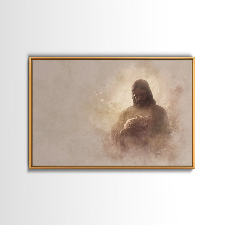 Sacred Night Embrace, Framed Canvas Print, Christian Wall Art, Christian Art Canvas, Jesus Painting, Christmas Art, Christian Christmas Dec