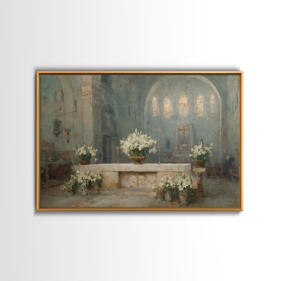 Cathedral White Lilies | Framed Canvas Print | Christian Wall Art | Christian Painting | Framed Christian Art | Christian Art Canvas | Chri