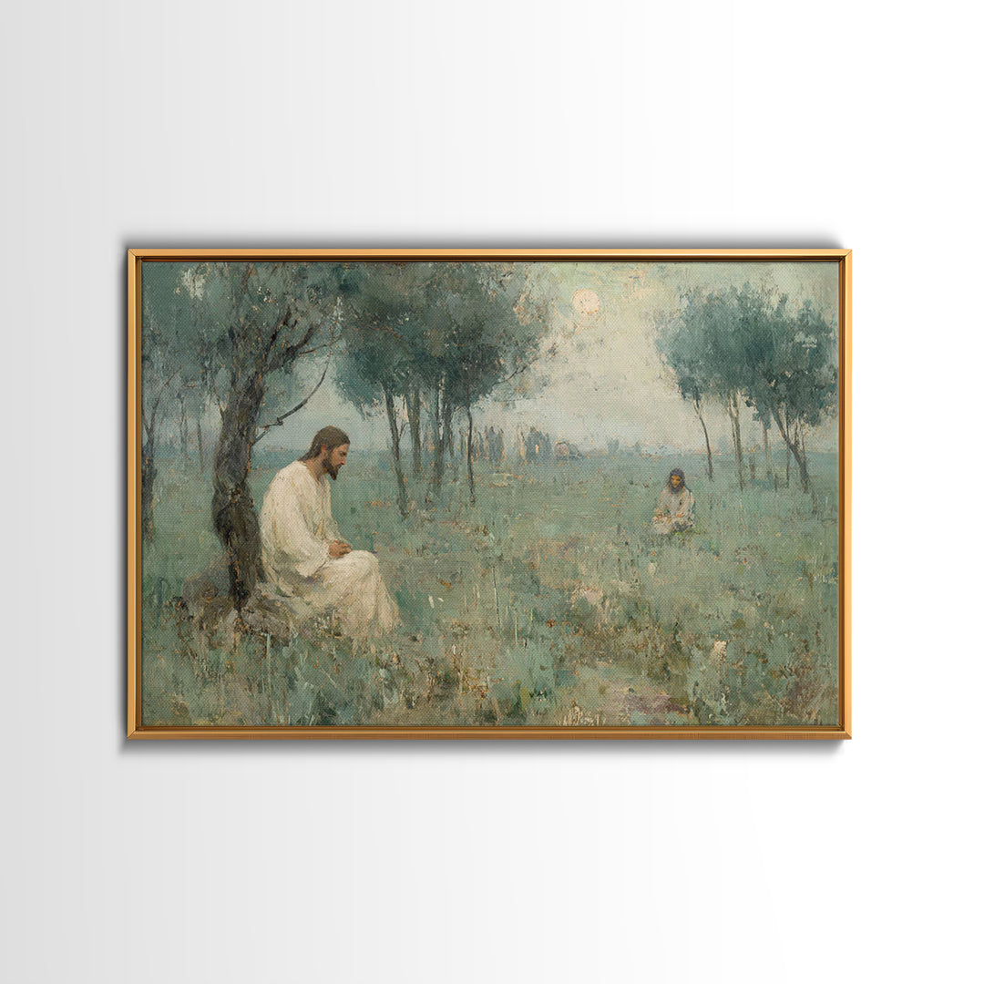 Gethsemane Dawn Peace – Framed Canvas Print – Christian Art – Jesus Painting – Christian Art Canvas – Vintage Christian Art – Christian Wal