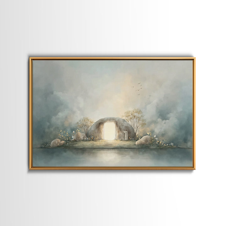 Light Of Resurrection | Framed Canvas Print | Christian Art Canvas | Easter Art | Christian Wall Art | Christian Decor | Jesus Painting | C