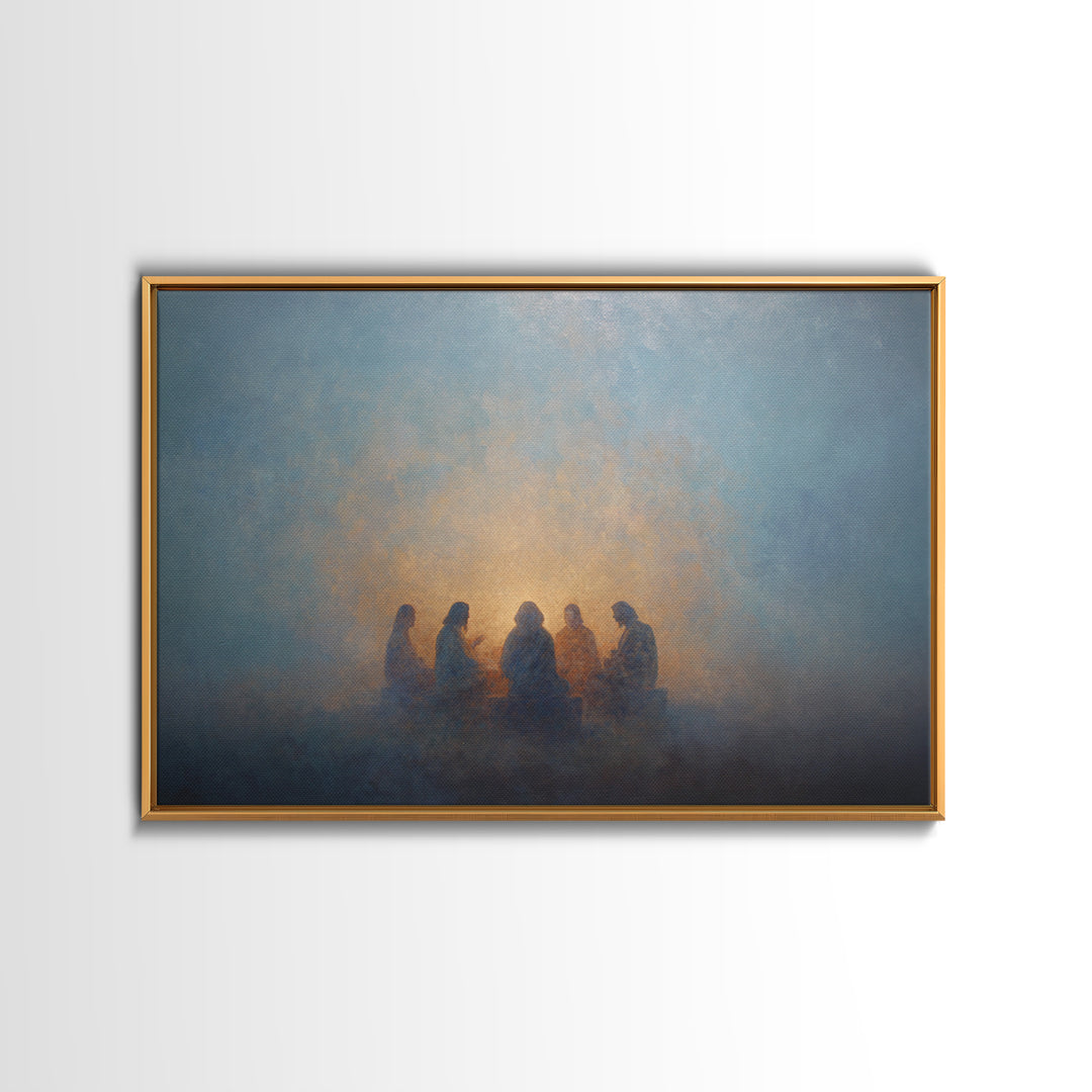 Sacred Assembly - Framed Canvas Print - Christian Art Canvas - Jesus Painting - Christian Wall Art - Moody Christian Art - Christmas Art Pr