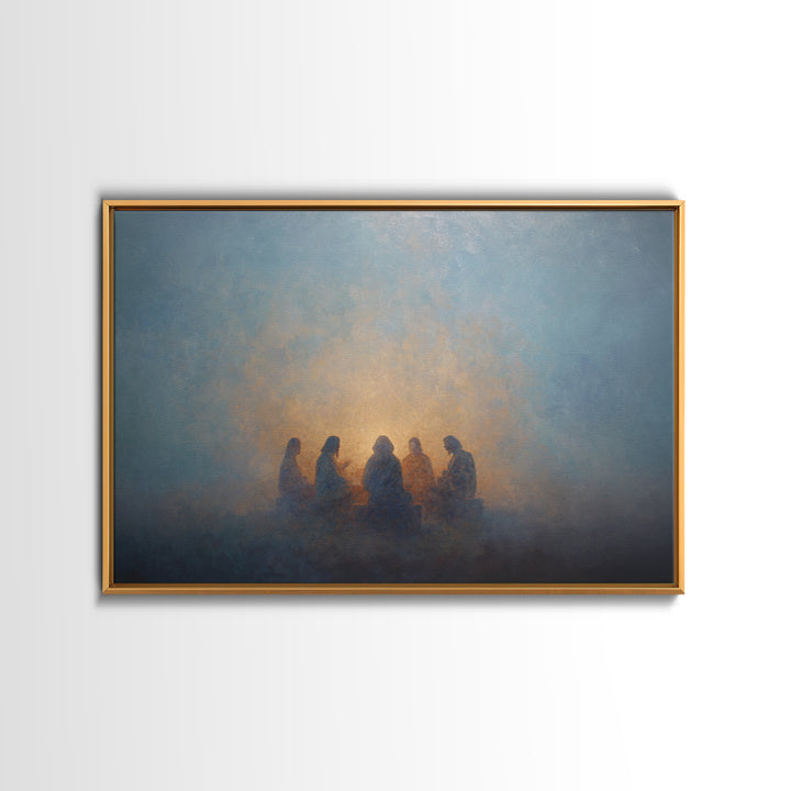 Sacred Assembly - Framed Canvas Print - Christian Art Canvas - Jesus Painting - Christian Wall Art - Moody Christian Art - Christmas Art Pr