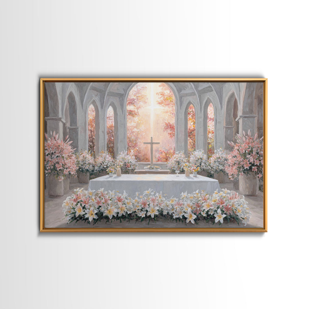 Blooming Chapel Peace – Framed Canvas Print – Christian Wall Art – Christian Christmas Art – Christian Art Canvas – Modern Christian Painti