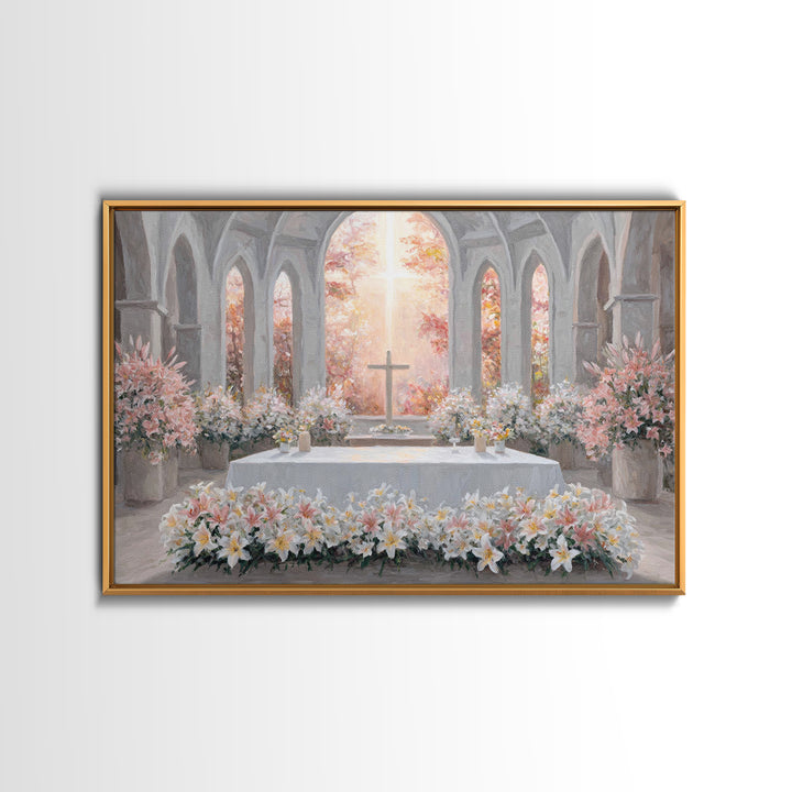 Blooming Chapel Peace – Framed Canvas Print – Christian Wall Art – Christian Christmas Art – Christian Art Canvas – Modern Christian Painti