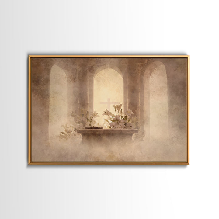 Hushed Chapel Reverence | Framed Canvas Print | Christian Wall Art | Subtle Christian Art | Christian Art Print | Christian Decor For Home