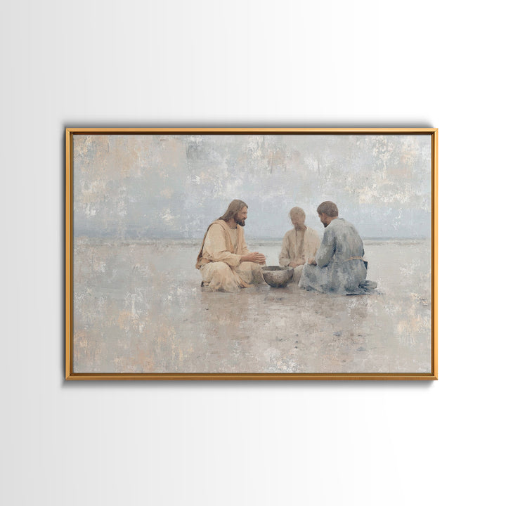 Table Of Peace – Framed Canvas Print – Christian Wall Art – Jesus Painting – Christian Art Print – Moody Christmas Art – Christian Christma