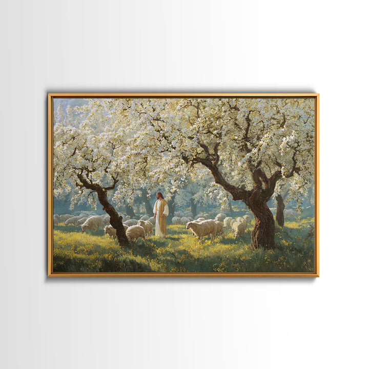 Shepherd’s Calm – Framed Canvas Print – Christian Christmas Art – Christian Wall Art – Jesus Painting – Christian Art Canvas – Christmas TV