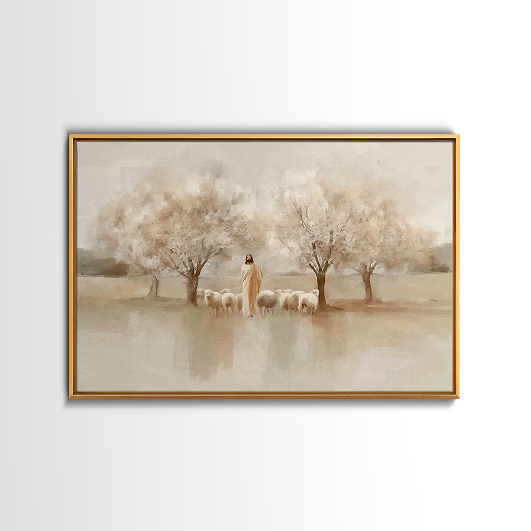 Dawn Of Blessing – Framed Canvas Print – Christian Christmas Art – Christian Art Print – Jesus Painting – Christian Wall Art – Christmas Ca