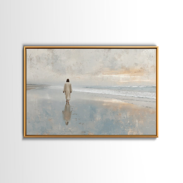 Quiet Shore Grace | Framed Canvas Print | Christian Wall Art | Jesus Painting | Christian Art Canvas | Modern Christian Art | Christian Gif