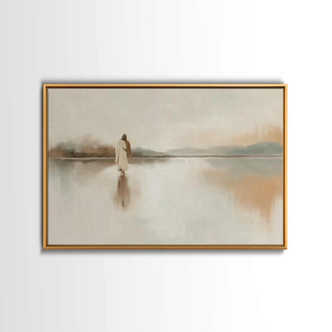Quiet Lands Promise, Framed Canvas Print, Christian Art Work, Christian Wall Art, Jesus Painting, Minimalist Christian Art, Christian Gift