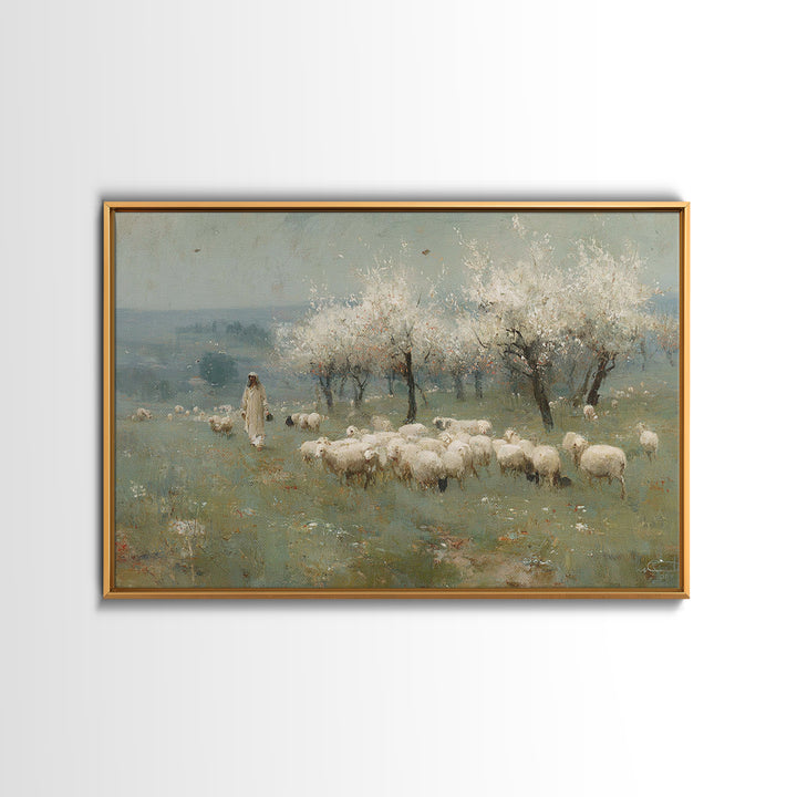 Radiant Shepherd Walk – Framed Canvas Print – Christian Art Canvas – Jesus Painting – Christian Wall Art – Christian Gift Ideas – Modern Ch