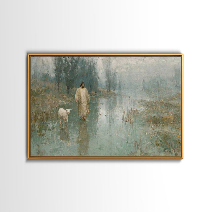 Quiet Meadow Light | Framed Canvas Print | Christian Art Canvas | Jesus Painting | Moody Christian Art | Christian Wall Art