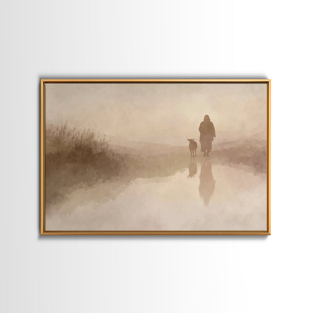 Calm Horizon Grace | Framed Canvas Print | Christian Wall Art | Christian Art Canvas | Minimalist Christian Art | Jesus Painting