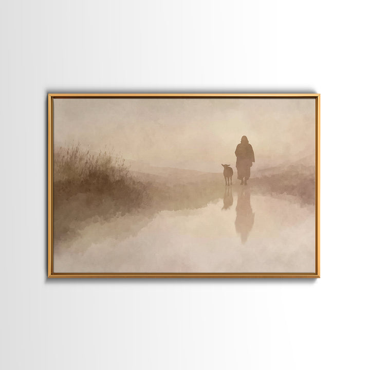 Calm Horizon Grace | Framed Canvas Print | Christian Wall Art | Christian Art Canvas | Minimalist Christian Art | Jesus Painting