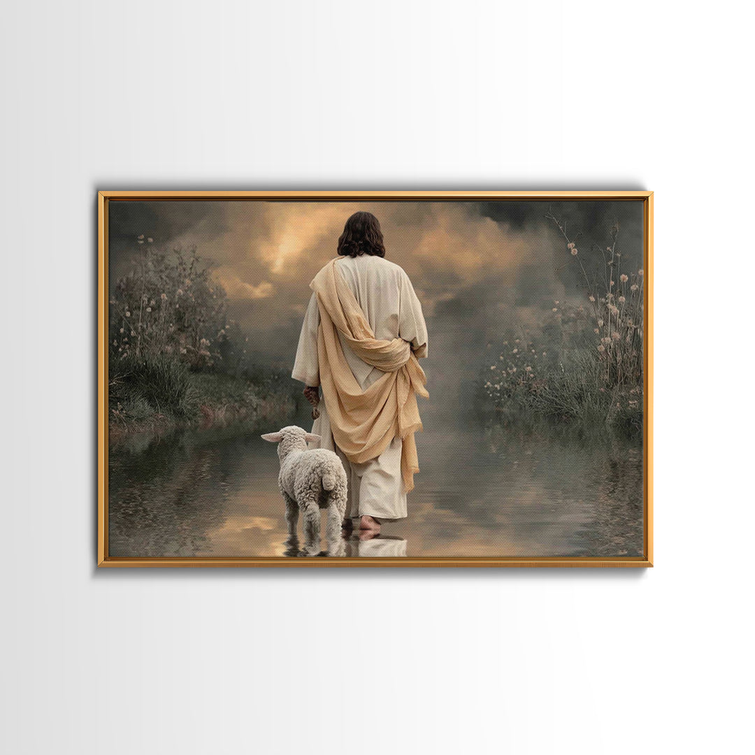 Silent Valley Path, Framed Canvas Print, Christian Art Canvas, Jesus Painting, Christian Wall Art, Unique Christian Art