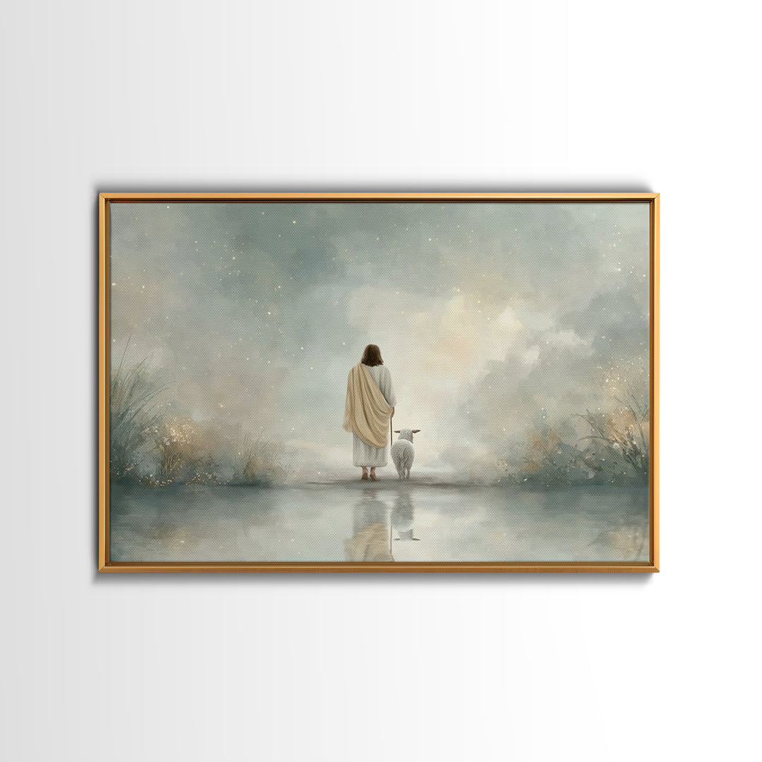 Heaven’s Gentle Shore – Framed Canvas Print – Christian Wall Art – Jesus Painting – Christian Art Canvas – Subtle Christian Art