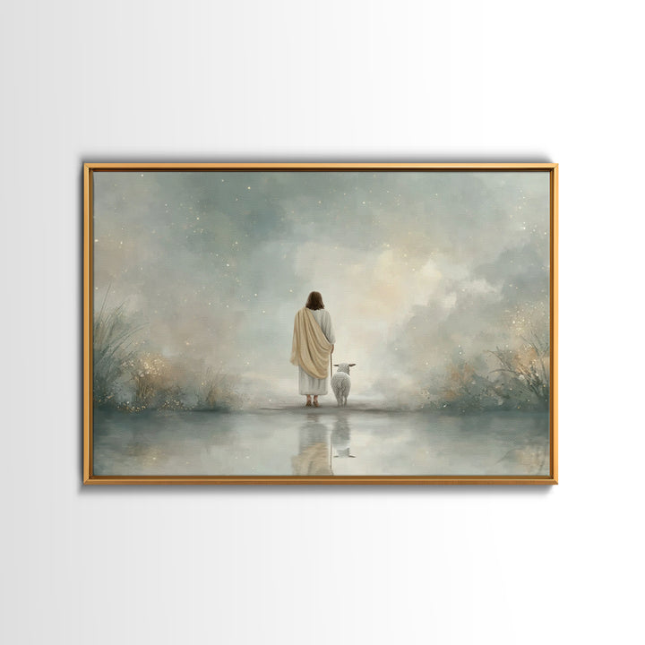 Heaven’s Gentle Shore – Framed Canvas Print – Christian Wall Art – Jesus Painting – Christian Art Canvas – Subtle Christian Art